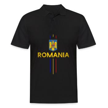 Romania Rumänien Rumänische Flagge Geschenk - Männer Poloshirt - Schwarz - Vorne - Kai (181cm)