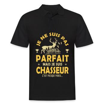 je suis parfait mais chasseur cadeau drôle chasse - Polo Homme - noir - Devant - Kai (181cm)