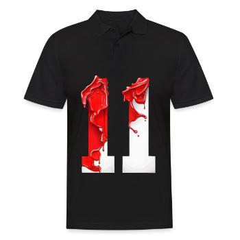 NON. 11 NUMÉRO 11 ROUGE BLANC 11E ANNIVERSAIRE - Polo Homme - noir - Devant - Kai (181cm)
