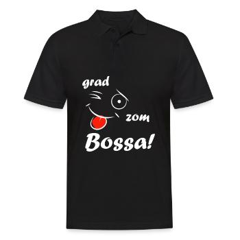 Grad zom Bossa! - white - Männer Poloshirt - Schwarz - Vorne - Kai (181cm)