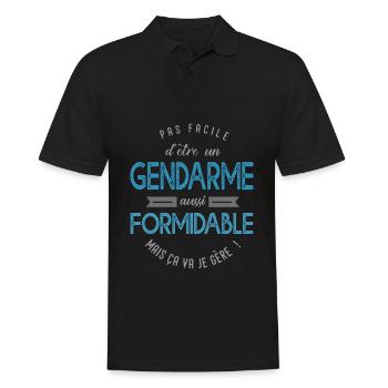 Gendarme formidable Cadeau Humour Homme armée - Polo Homme - noir - Devant - Kai (181cm)