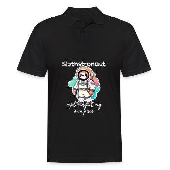 Slothstronaut Exploring At My Own Pace - Faultier - Männer Poloshirt - Schwarz - Vorne - Kai (181cm)