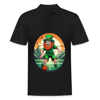 St. Patrick's Day Kleeblatt Basketball - Männer Poloshirt - Schwarz - Vorne - Kai (181cm)