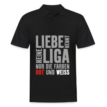2. LIGA LIEBE KENNT KEINE LIGA - Männer Poloshirt - Schwarz - Vorne - Kai (181cm)