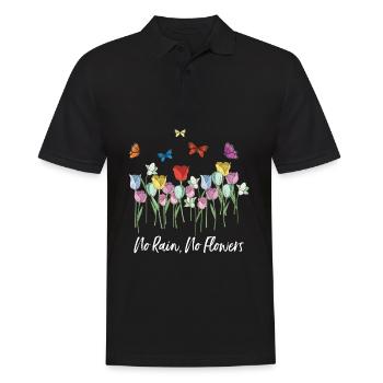 No Rain No Flowers Abstract Artistic Art Gift Idea - Men's Polo Shirt - black - Front - Kai (181cm)