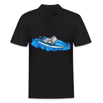 Boat DDR Waves Retro Illustration Ibis Boating - Men's Polo Shirt - black - Front - Kai (181cm)