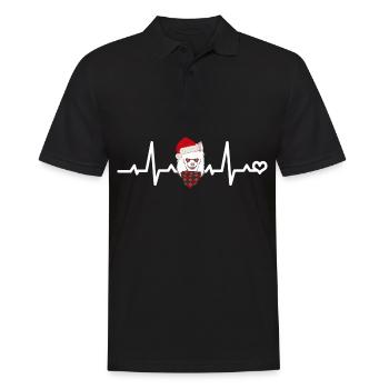 White Chihuahua Christmas Hat Heart Rate ECG - Men's Polo Shirt - black - Front - Kai (181cm)