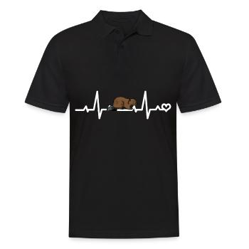 Beaver Heartbeat ECG Frequency Beat Pulse Heart Line - Men's Polo Shirt - black - Front - Kai (181cm)