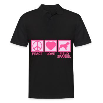 Field Spaniel Mom Mama Frauchen Peace Love Spruch - Männer Poloshirt - Schwarz - Vorne - Kai (181cm)