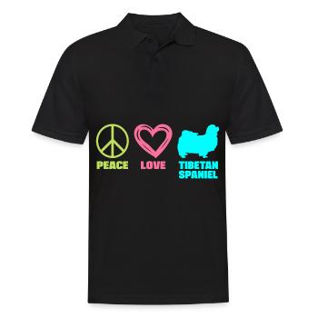 Épagneul tibétain Maman Paix Amour Dictons Drôles - Polo Homme - noir - Devant - Kai (181cm)