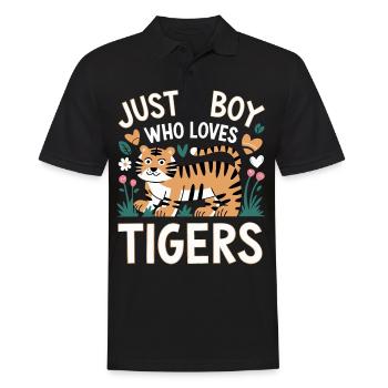 Tiger Tier Zoo Wildtier - Männer Poloshirt - Schwarz - Vorne - Kai (181cm)