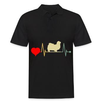 Épagneul Tibétain Chien Heartbeat Vintage - Polo Homme - noir - Devant - Kai (181cm)