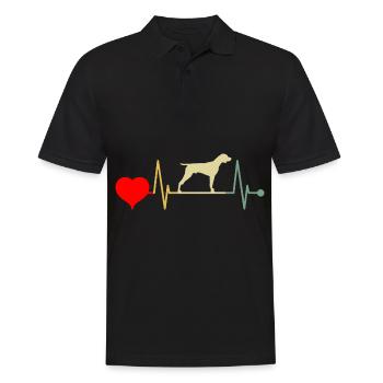 Deutsch Drahthaar DD Hund Herzschlag Vintage - Männer Poloshirt - Schwarz - Vorne - Kai (181cm)