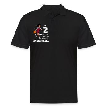 Une fille joue au basket-ball - J’ai 2 ans - Polo Homme - noir - Devant - Kai (181cm)