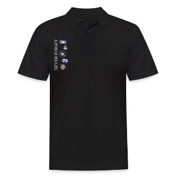 Schallplatte und Freunde - Never Forget - Männer Poloshirt - Schwarz - Vorne - Kai (181cm)