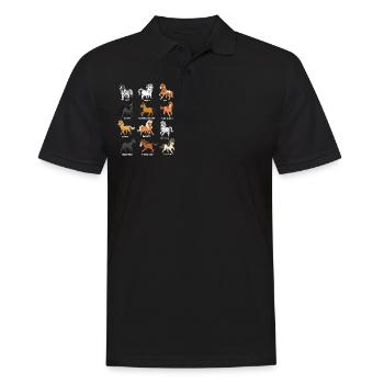 Cartoon Kawaii Horses - Horse Motif - Men's Polo Shirt - black - Front - Kai (181cm)