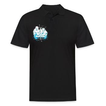 Zwei Muskelpakete beim Armdrücken - Männer Poloshirt - Schwarz - Vorne - Kai (181cm)