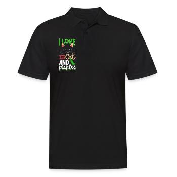I love my cat and pickles - Gurken - Männer Poloshirt - Schwarz - Vorne - Kai (181cm)