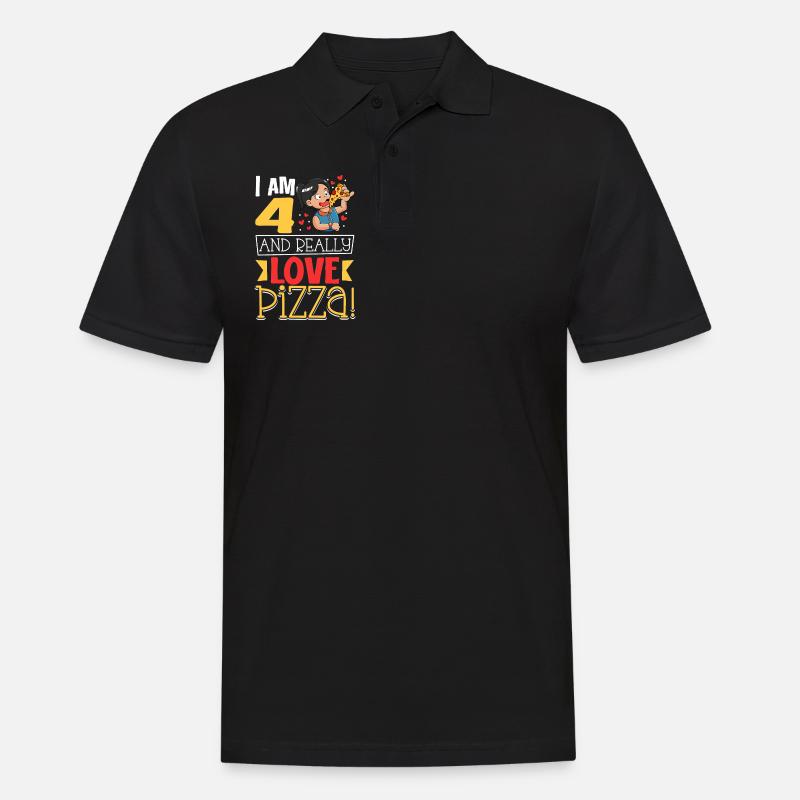 Ich bin 4 - Mädchen Pizza - Männer Poloshirt - Schwarz
