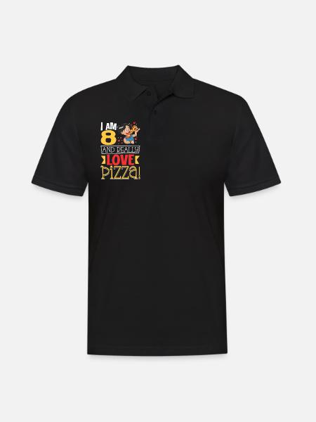 I'm 8 - Girls Pizza - Men's Polo Shirt - black