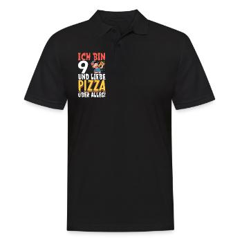 Ich bin 9 - Jungen Pizza - Männer Poloshirt - Schwarz - Vorne - Kai (181cm)