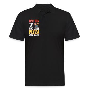 Ich bin 7 - Jungen Pizza - Männer Poloshirt - Schwarz - Vorne - Kai (181cm)