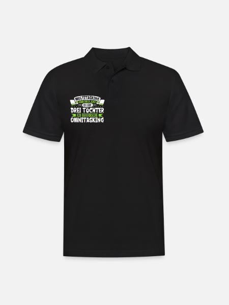 Multitasking kann jeder - Vater und Töchter - Männer Poloshirt - Schwarz