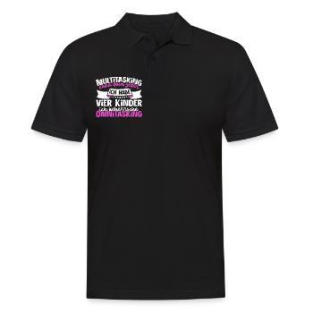 Multitasking kann jeder - Mutter und Kinder - Männer Poloshirt - Schwarz - Vorne - Kai (181cm)