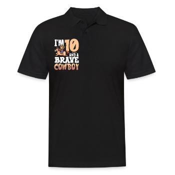 Ich bin 10 - Jungen Cowboy - Männer Poloshirt - Schwarz - Vorne - Kai (181cm)