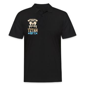 Stolzer Besitzer einer Titan Hüfte - Neue Hüfte - Männer Poloshirt - Schwarz - Vorne - Kai (181cm)