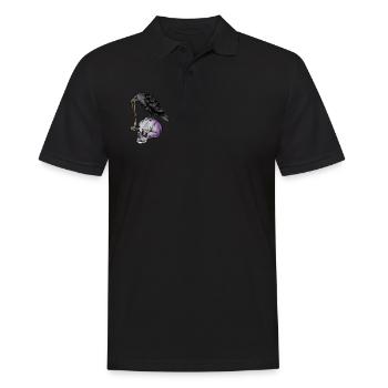 Gothic crow with Mjölnir necklace on skull - Goth - Men's Polo Shirt - black - Front - Kai (181cm)