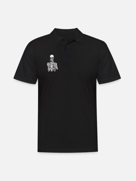 Skeleton plays harmonica - Men's Polo Shirt - black