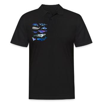 Whale Watercolor Drawings - Whales - Men's Polo Shirt - black - Front - Kai (181cm)