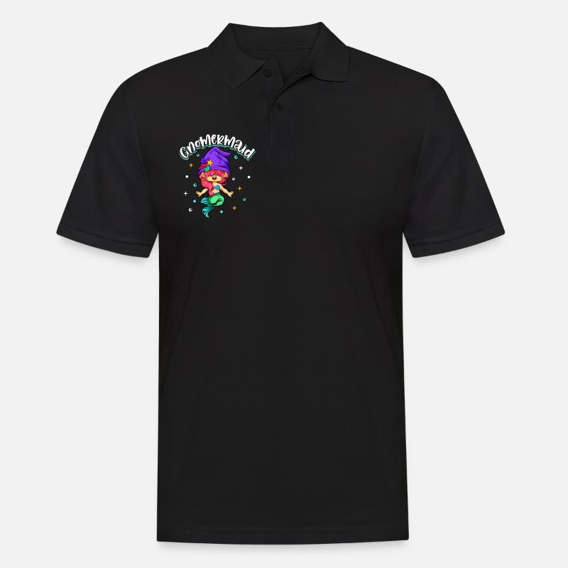 Gnom Meerjungfrau - Gartenzwerg - Männer Poloshirt - Schwarz