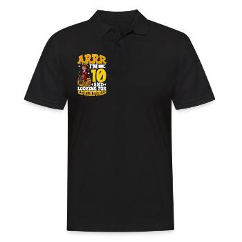 Ich bin 10 - Jungen Pirat - Männer Poloshirt - Schwarz - Vorne - Kai (181cm)