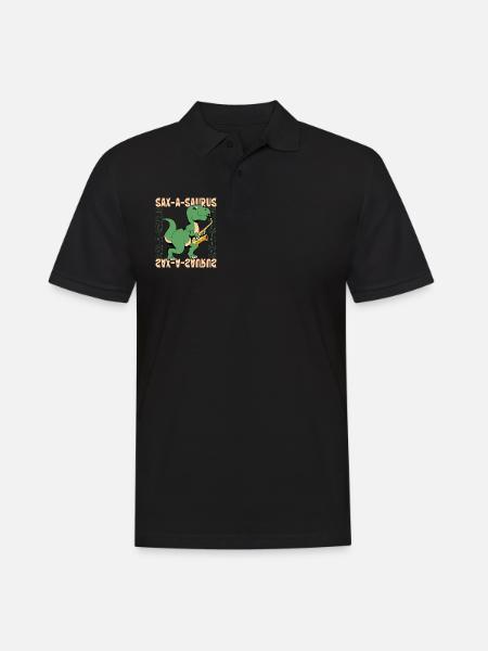 Sax-A-Saurus - TREX on saxophone - Men's Polo Shirt - black