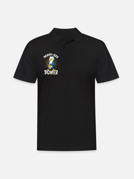 Pengu-Sax Power - Penguin on saxophone - Men's Polo Shirt - black