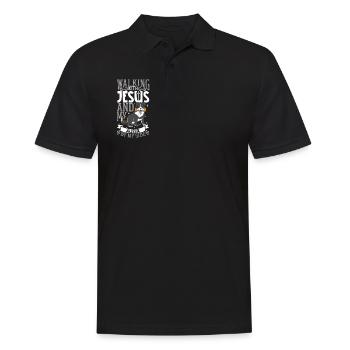 Jesus and dog - Australian Shepherd - Men's Polo Shirt - black - Front - Kai (181cm)