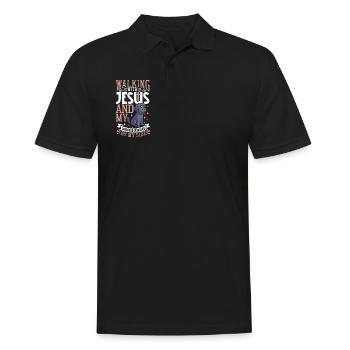 Jesus and Dog - Labrador Retriever - Men's Polo Shirt - black - Front - Kai (181cm)