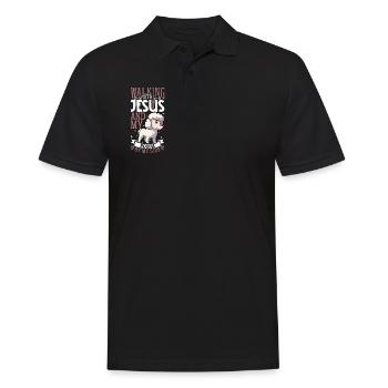 Jésus et chien - Caniche - Polo Homme - noir - Devant - Kai (181cm)
