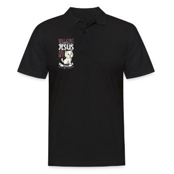 Jesus and Dog - West Highland Terrier - Men's Polo Shirt - black - Front - Kai (181cm)
