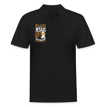 Jesus and Dog - Shih Tzu - Men's Polo Shirt - black - Front - Kai (181cm)
