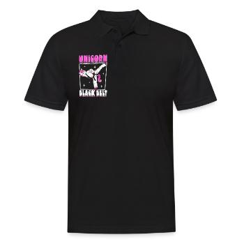 Licorne avec ceinture noire - Hapkido - Polo Homme - noir - Devant - Kai (181cm)