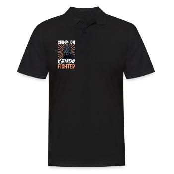 Schimpanse macht Kendo - Männer Poloshirt - Schwarz - Vorne - Kai (181cm)