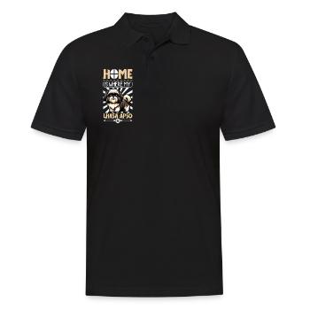 Zuhause - Lhasa Apso - Männer Poloshirt - Schwarz - Vorne - Kai (181cm)