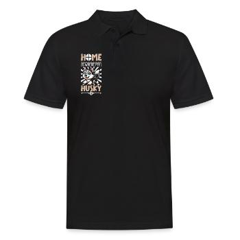 Zuhause - Sibirischer Husky - Männer Poloshirt - Schwarz - Vorne - Kai (181cm)