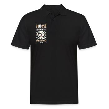 Zuhause - Maltipoo - Männer Poloshirt - Schwarz - Vorne - Kai (181cm)