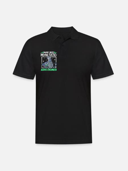 Katze am Mischpult - Tontechniker - Männer Poloshirt - Schwarz