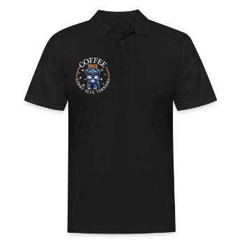 Kaffee und Kerry Blue Terrier - Männer Poloshirt - Schwarz - Vorne - Kai (181cm)