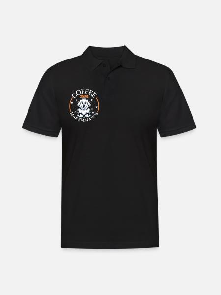 Coffee and Maremma-Abruzzo Shepherd Dog - Men's Polo Shirt - black